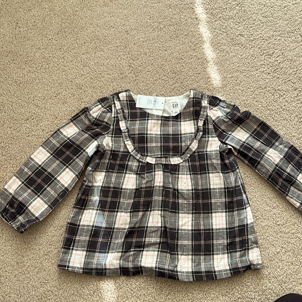 Baby Gap plaid blouse - black/cream/pink/silver size 4